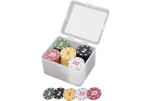 Poker Chips - 3.5cm Pool Ball Storage Cases | Numbered Colored Game Accessory with Case | 100 Pieces Game Poker Chips | for H