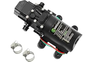 G GANEN 12V DC Fresh Water Pump with 2 Hose Clamp 12 Volt Diaphragm Pump Self Priming Sprayer Pump with Pressure Switch 4.5 L/Min 1.2 GPM 110 PSI Adjustable for RV Camper Marine Boat Lawn