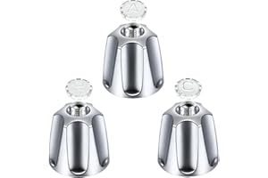 Dreyoo 3 Piece Metal Shower Knob Replacement Compatible with Price/Pfister Verve Tub Shower, Bathtub Faucet Handle Remodel Trim Kit Include 1 Hot 1 Cold 1 Diverter and 3 Screws(Polished Chrome)