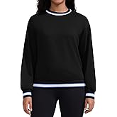 YIPINK Sweatshirts for Women Casual Long Sleeve Crewneck Contrast Color Oversized Pullover Black