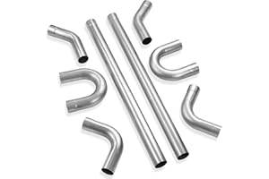 LCGP 2.5 Inch DIY Custom Exhaust Pipe Mild Steel Elbow Straight Pipe U-Shaped Pipe 8 Pcs