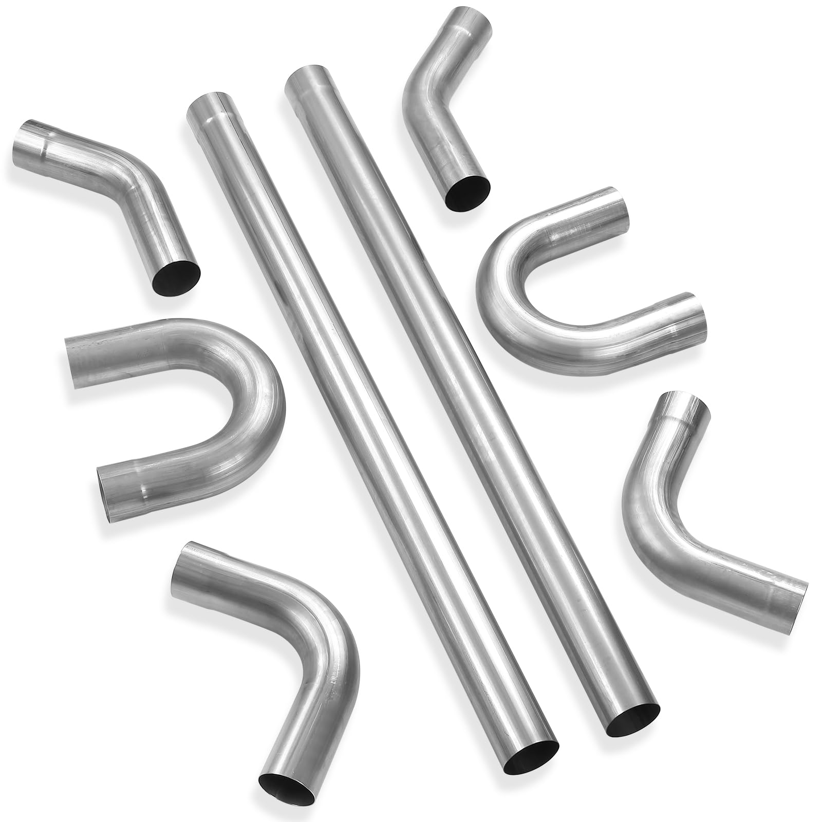 Photo 1 of LCGP 2 Inch DIY Custom Exhaust Pipe Mild Steel Elbow Straight Pipe U-Shaped Pipe 8 Pcs