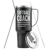 Onebttl Softball Gifts Tumbler for Coach, Softball Coach Gifts for Men, 40oz Stainless Steel Cup with Lid and Straw, Black