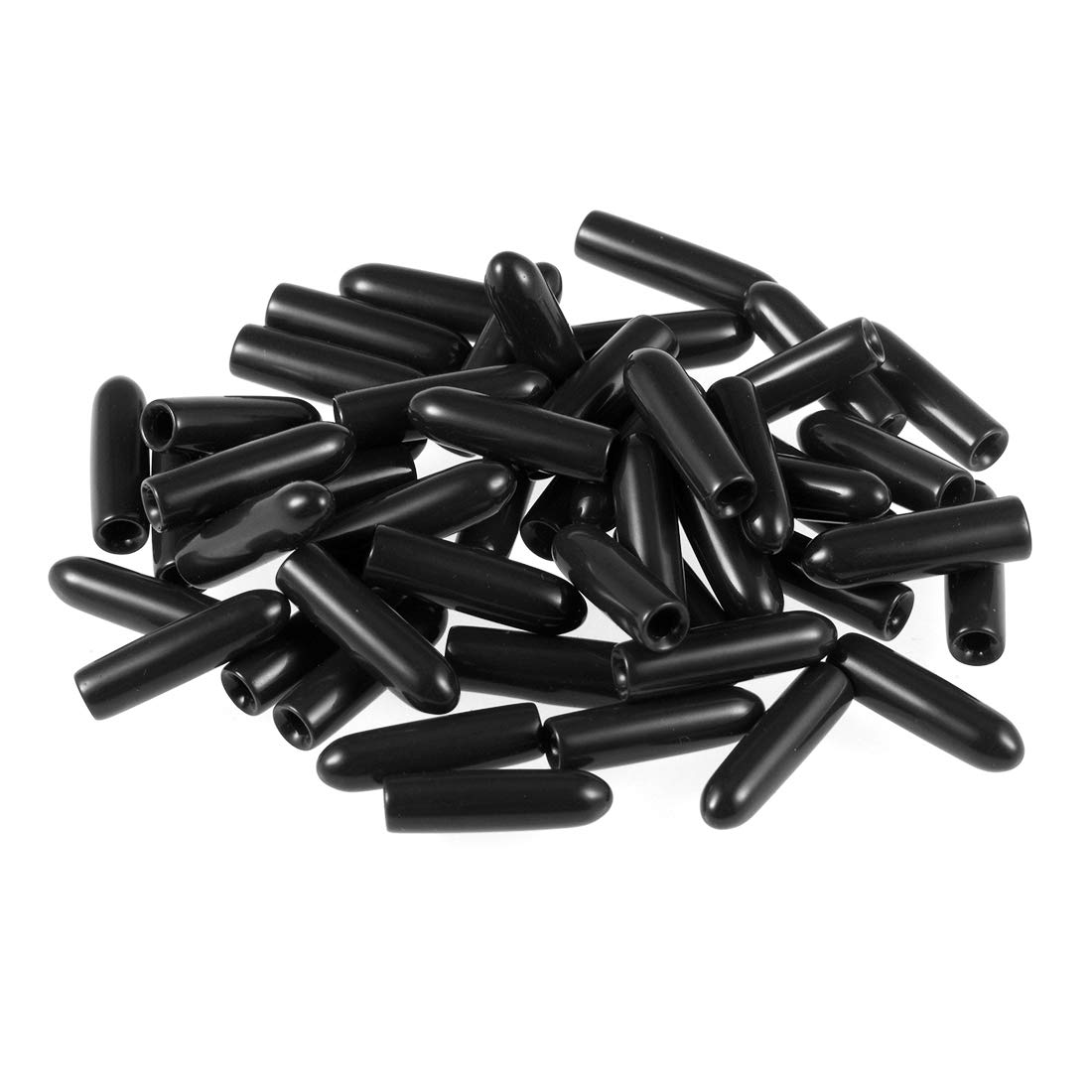 sourcing map 50pcs Rubber End Caps 2mm ID Vinyl Round Tube Bolt Cap Cover Screw Thread Protectors Black
