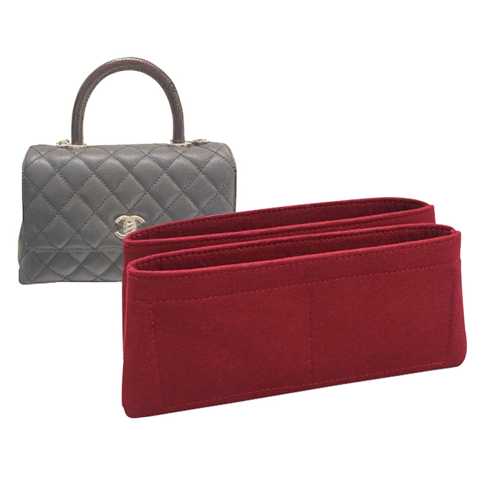 Lckaey Bag Organizer For coco handle small bag organizer Felt insert 2020Claret-S