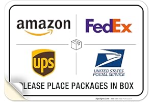 SIGO SIGNS Package Delivery Sign, Delivery Instructions FedEx Amazon Ups USPS Sign, 10x7 Inches, 4 Mil Vinyl Decal Stickers Weather Resistant, Made in USA