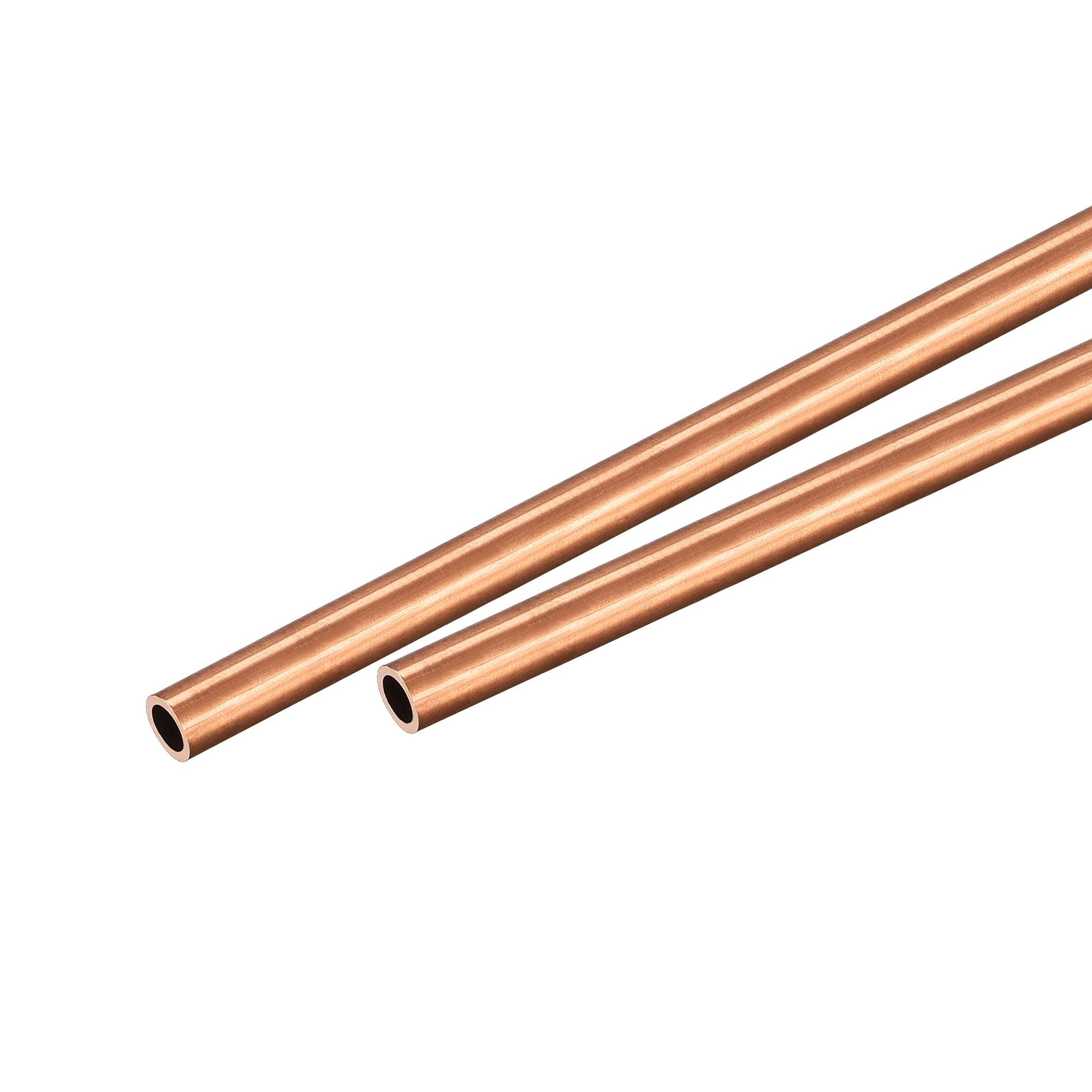 sourcing map Copper Round Tube 5mm OD 0.25mm Wall Thickness 300mm Length Pipe Tubing 2 Pcs