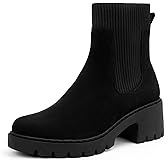 AprCoco Women's Chelsea Boots Platform Elastic Zippers Chunky Heel Lug Sole Comfort Slip On Boot for Women