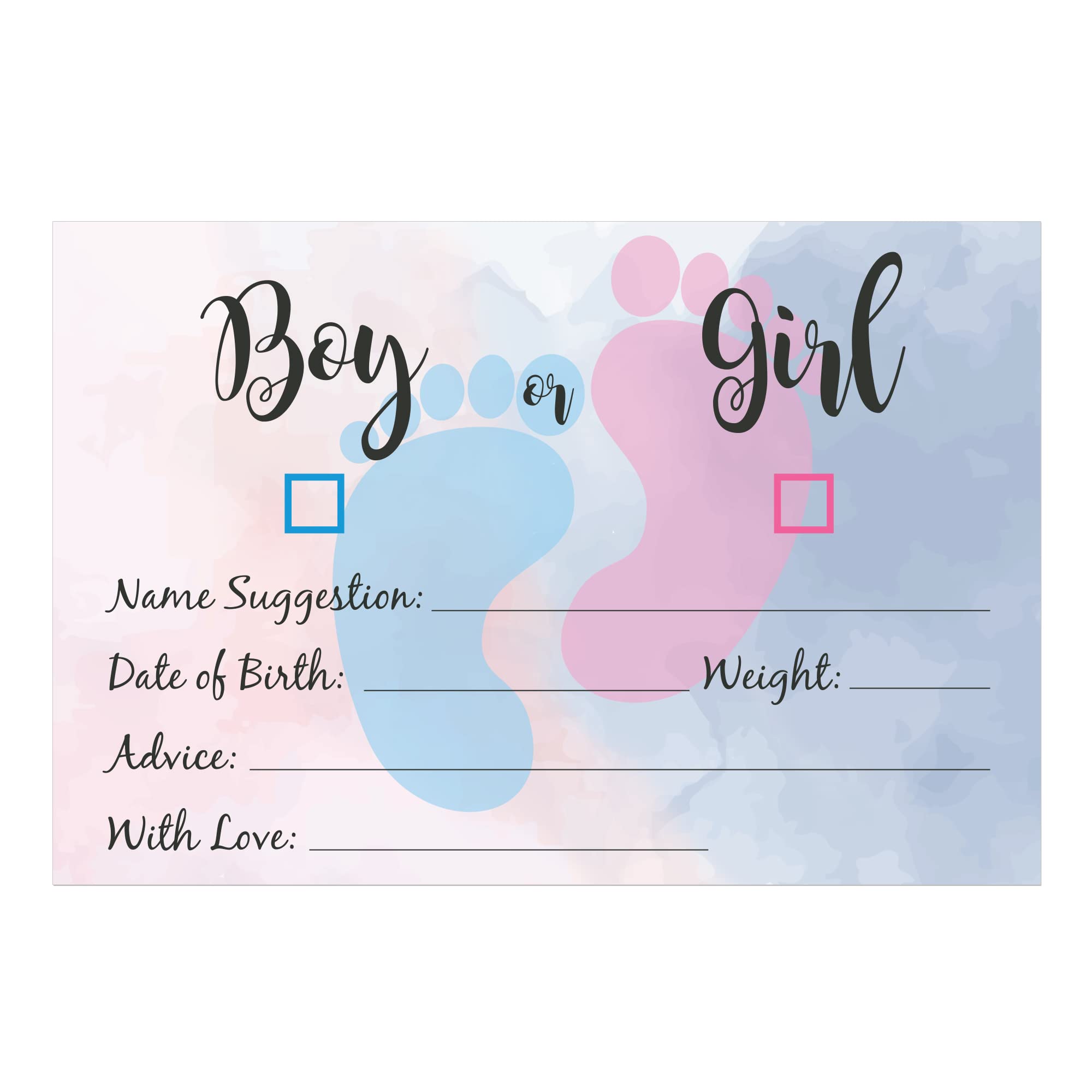 OLILLY - 20 Cards in English for your Gender Reveal - Baby Shower Prediction Cards - Animation and Remembrance of your Gender Reveal