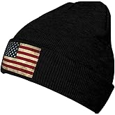 Cute Flag Knit Hat Soft Classic Stretchy Ski Beanie Cap Winter Patriotic Warm Hats for Women Men Black