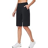 baleaf Womens 12" Long Bermuda Shorts Knee Length Cotton Athletic Shorts Sweat Casual Lounge Walking Summer