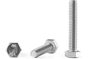 GOHODOMINO 1/2"-13 x 3 Hex Head Screw Bolt, 20Pcs Stainless Steel 304 (18-8), Fully Threaded Bolts, Plain Finish
