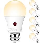 Emotionlite Dusk to Dawn Sensor Light Bulbs Outdoor, Warm White LED Bulbs, 60 Watt Equivalent, Automatic On/Off, Porch, Patio