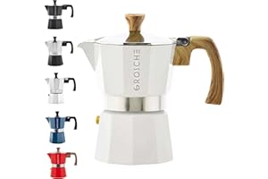 GROSCHE Milano Moka Stovetop Espresso Coffee Maker (3 Cup / 150 ml, White)
