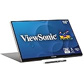 ViewSonic TD1656-2K 16 Inch WQXGA 1600p IPS Touchscreen Portable Monitor with 2 Way Powered 65W USB C, and Smart Cover with B