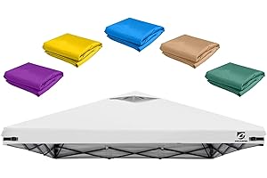 UNICAMPER 10x10 Pop Up Canopy Replacement Top Cover with Air Vent for Straight Leg Canopy Tent, Waterproof for Outdoor Garden Patio Camping Sun Shade (Grayish White)