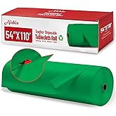 Airbin Plastic Table Cloth, 110 Ft X 54 in Plastic Table Cloth Disposable Green Tablecloth Premium PEVA with Any Cut Sliding Cutters Disposable Tablecloth for Picnics, Parties, Birthdays, Festivals