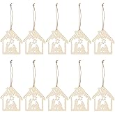 20Pcs Nativity Scene Ornaments Wood Blank Cutouts The Birth of Jesus Shape Cutout Craft Decoration for Christmas Home Party