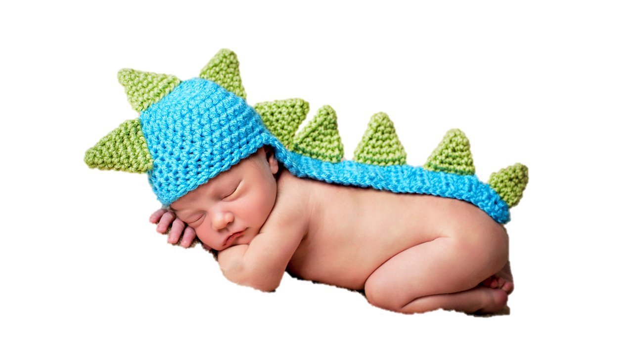 Blue Dinosaur, Newborn Baby Girl/Boy Crochet Knit Costume Photo Photography Prop Hats Outfits — image 1