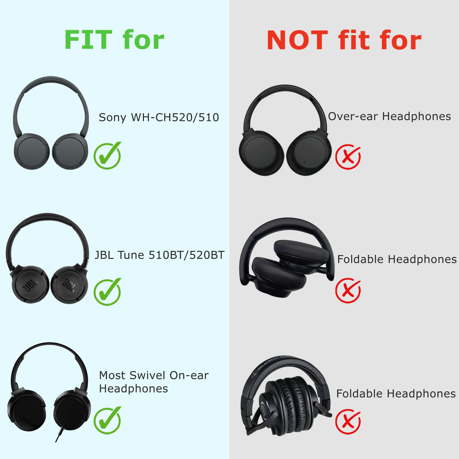 Ginsco Case Compatible with JBL Tune 510BT Bluetooth Headphones, with JBL Tune 520BT/670NC Live 460NC, with Sony WH-CH520/510, Portable Travel Carrying Headphone Case for On Ear Headphones (Black)