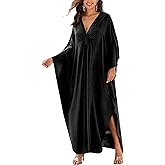 Moss Rose Caftan Coverup Dresses for Women V Neck Summer Swimsuit Kaftan Plus Size Maxi Beach Vacation Clothes