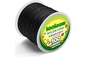Iooleem 0.8mm Black Nylon String, Nylon String for Bracelet, Chinese Knotting Cord, Nylon String for Bracelet Making, String for Jewelry Making.