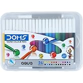DOMS Aqua 24 Shades Watercolour Sketch Pen Set | Unique Push Resistant Tip With Bright &amp; Intense Colors | Non-Toxic &amp; Safe For Kids | Colourful Sketching, Doodling &amp; Mandala Art | Pack of 1