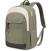 LOVEVOOK Laptop Backpack for Women, 15.6 inch Waterproof College Backpack Woman with Laptop Compartment Computer Bag Travel Backpack Purse, Large Black Computer Daypack for Work Casual, Beige green