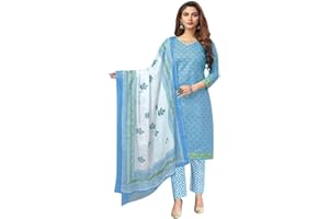 ladyline Women’s Jaipur Cotton Printed Salwar Kameez Suit Set with Dupatta | Ethnic Indian Pakistani Wear | Kurta Pants Set