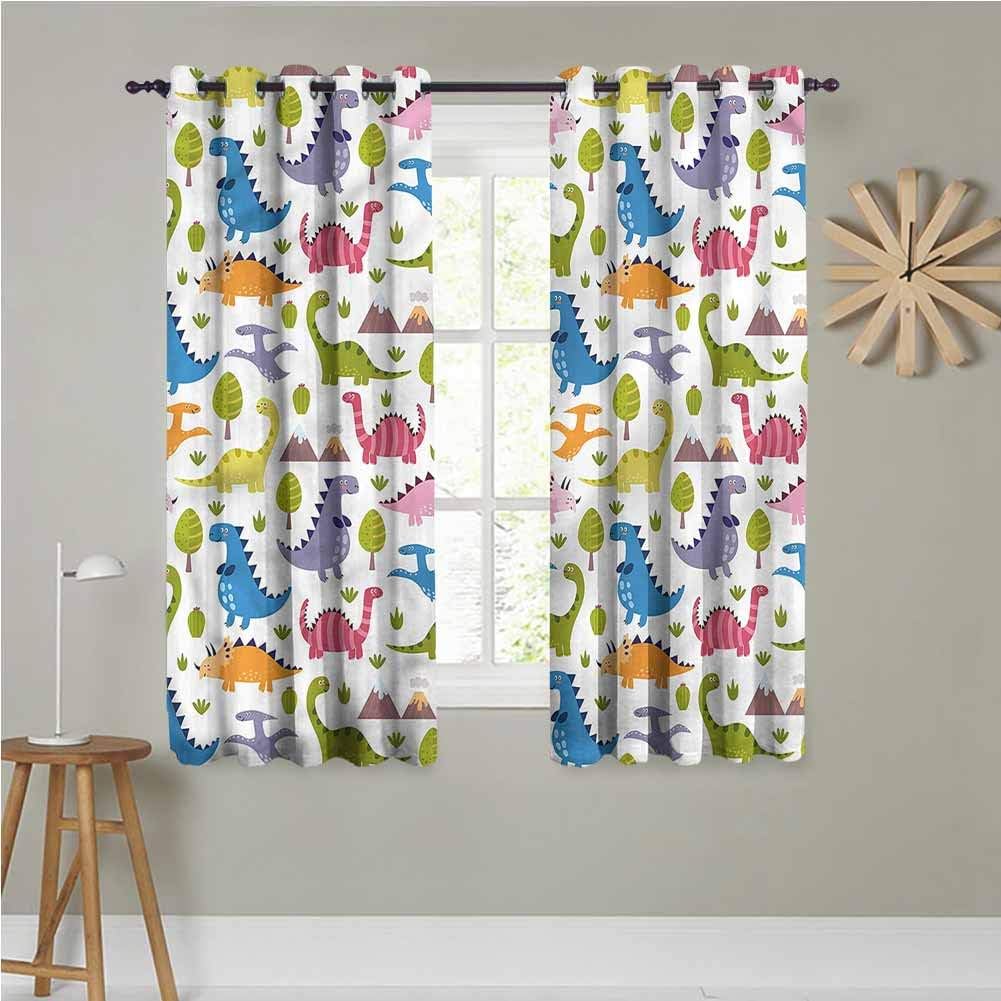 Kids Curtains for bedroom Dinosaurs Cute Colorful Curtains for Living