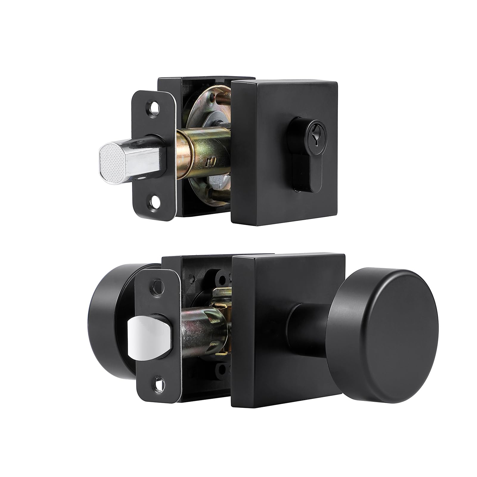 Photo 1 of coolnews Black Exterior Door Knob with Deadbolt, Single Cylinder Deadbolt Lock and Door Knob Set, Matte Black