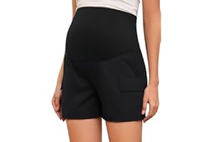 AMPOSH Women's Maternity Quick-Dry Shorts – Stretchy High-Rise Pregnancy Shorts with Pockets