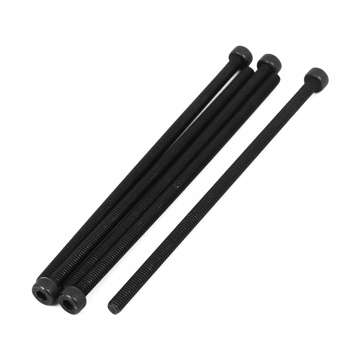 Sourcingmap M4x100mm Fully Thread Hex Socket Head Knurled Cap Screws Bolt Black 5pcs