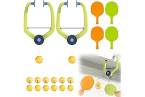 SISMART Sufeasdf Hanging Table Tennis Trainer Portable Set, 2 Pcs Trainer 12 Balls Door Pong Game for Kids with Racket and Balls, Adjustable Hanging Table Tennis Trainer