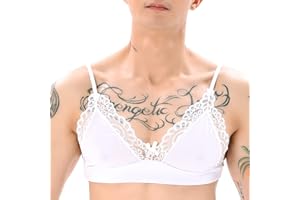 ABAFIP Men's Sissy Lingerie Lace Underwear Floral Bra Bowknot Strappy Bra Top Crossdressing Nightwear