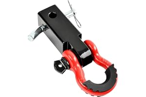 TBAPFS 2 Inch Shackle Hitch Receiver 45000Lbs Breaking Strength 3/4" D Ring Shackle Tow Hitch Receiver for Vehicle Trailer Trucks Jeeps Recovery Off-Road - Red
