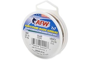 AFW American Fishing Wire Surfstrand Micro Supreme Bare 7x7 Stainless Steel Leader Wire- Fishing Leader Line for Saltwater, 13lb Test - 20lb Test, Camo Color, 5m Length