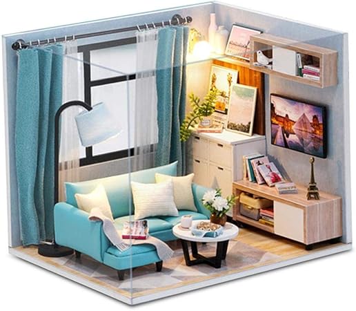 Amazon ドールハウス Diy玩具 ミニドールハウスモデル Ledライト 組み合わせ玩具 クラフト 防塵ケース付属 プリンセスルーム 手作り 模型キット プレゼント ハウス 電池なし 2 ハウス おもちゃ