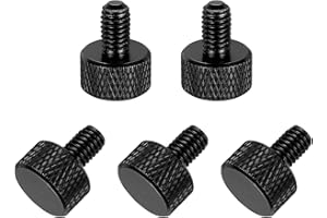MECCANIXITY 5 Pcs M5x10mm Flat Head Knurled Thumb Screws, Solid Aluminum Alloy Fully Threaded Thumbscrew Bolts Fasteners for PC Computer Cases Graphics Card, Black