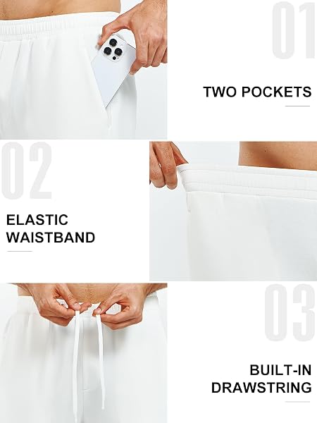 NORTHYARD MEN’S YOGA CASUAL SWEATPANTS COTTON ATHLETIC LOUNGE PANTS OPEN BOTTOM LOOSE EXERCISE STRAIGHT LEG PANT WITH POCKETS WHITE M