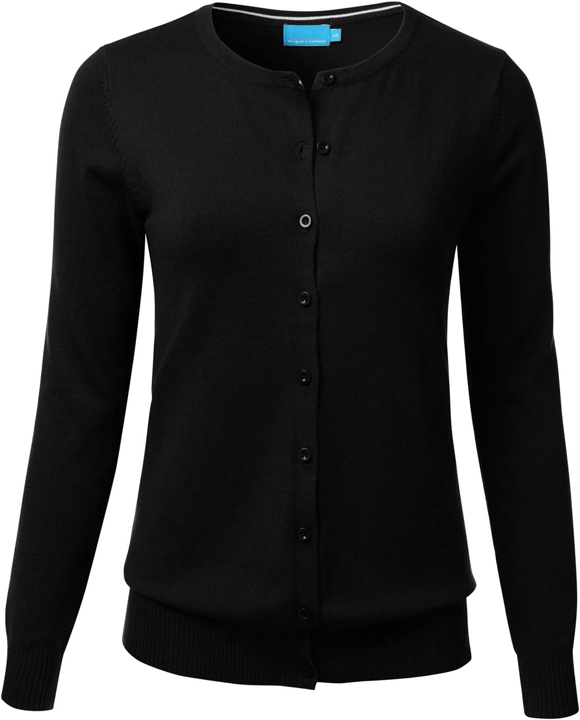 FLORIAWomen's Button Down Crew Neck Long Sleeve Soft Knit Cardigan Sweater (S-3X)