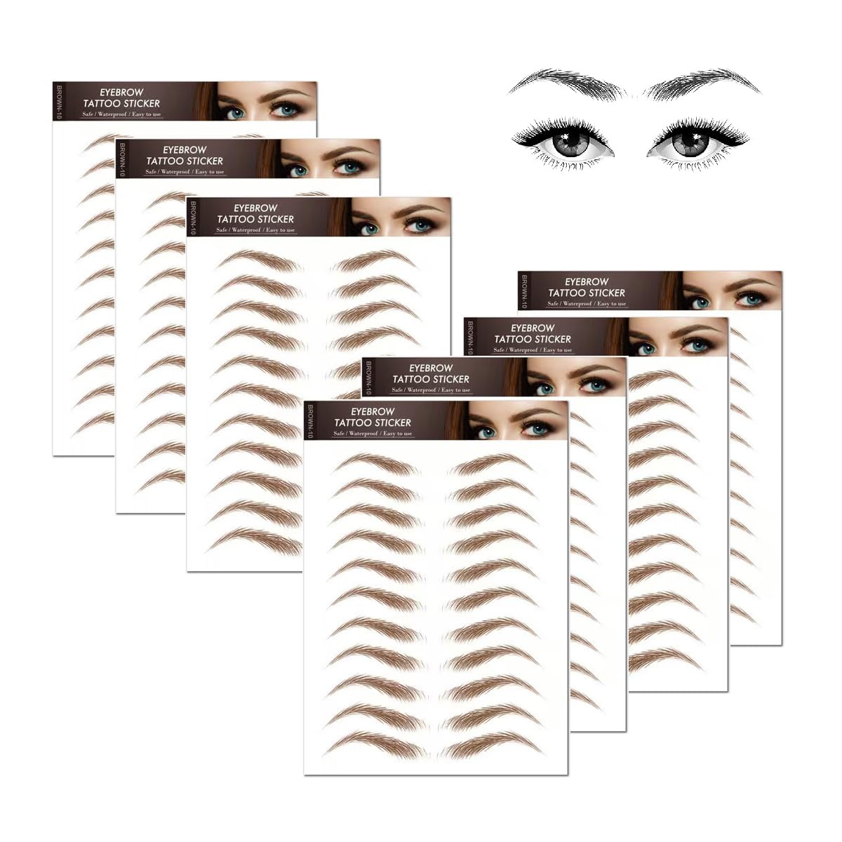 77Pairs 4D Hair-Like Eyebrow Tattoo Stickers Waterproof Natural Fake Stickers,Long Lasting Eyebrow Grooming Shaping Perfect for Women and Girls (Brown)