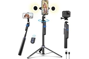 ZARCACO Auto Face Tracking Tripod for iPhone with Light,70inch Phone Tripod Holder with Remote,Travel Selfie Stick for Content Creator Vlog Live Stream Video Recording