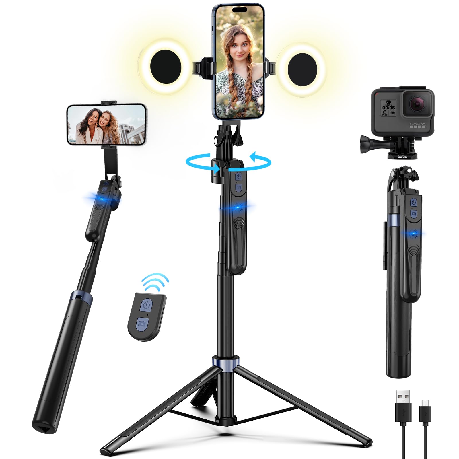 70" Auto Face Tracking Tripod for iPhone,360