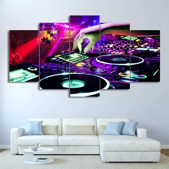 Wall Art Decor Bar Dj Muziek Canvas Schilderij Keuken 5 Panel Moderne