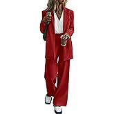 KIRUNDO Women Suits 2 Piece Set Business Casual Dressy Oversized Blazer Jacket and Wide Leg Dress Pantsuits Formal Outfits