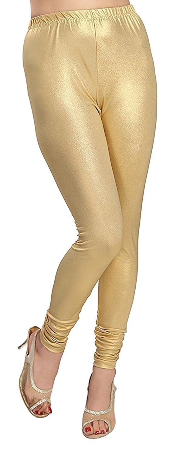 rooliums women's supersoft golden 4 way stretchable lycra shimmer leggings,free size(golden)