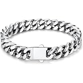 U7 Stainless Steel Cuban Link Bracelets for Men, 5/7/9/12MM Width | 7.5"/8.3"/9" Chain Bracelet, Silver/Black/14K Gold Plated, No Tarnish &amp; Durable Jewelry for Daily Wear, with Gift Box