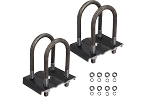 Trailer U Bolt Kit, 5-1/2" Trailer Axle U Bolts for 3500 lbs 2-3/8" Round Axle, 1/2” Diameter, 2" Thread Pitch by MCCKLE