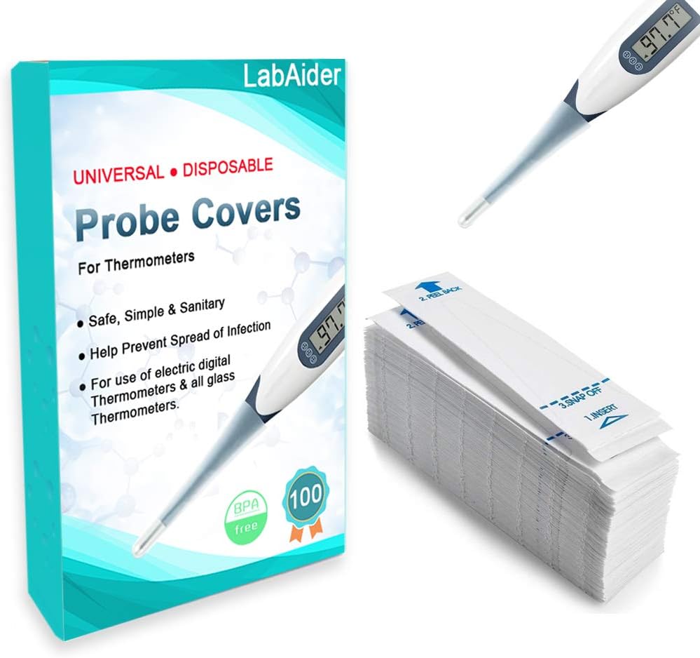 100 Pack Sterile Digital Thermometer Probe Covers, Disposable Universal Electronic Thermometer Cover, Safe Thermometers Sleeve Prevent Cross-Contamination, Hygienic Hospital-Grade Thermometers Sleeve: Industrial & Scientific